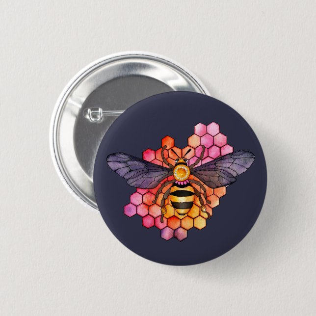 Badge Rond 5 Cm Abeille de miel (Devant & derrière)