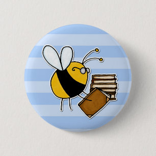 Badge Rond 5 Cm abeille de travailleur - bibliothécaire