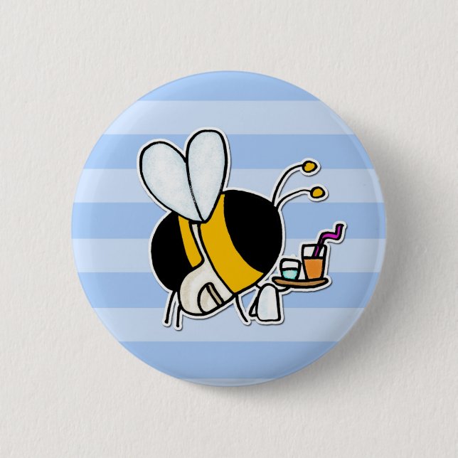Badge Rond 5 Cm abeille de travailleur - serveuse (Devant)