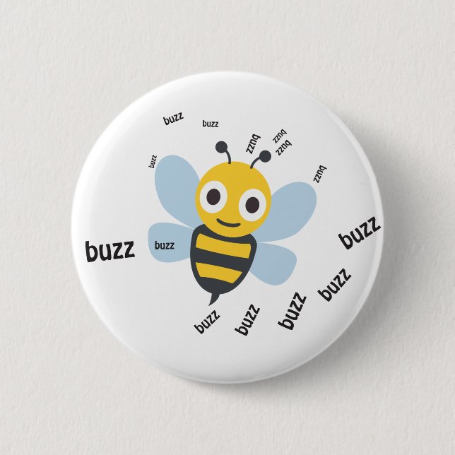 Badge Rond 5 Cm Abeille Emoji mignon de bourdonnement (Devant)