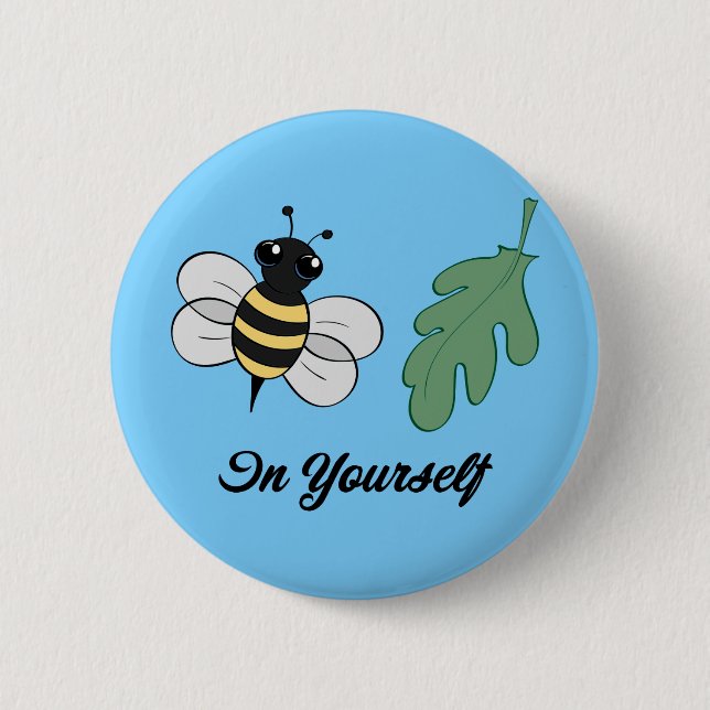Badge Rond 5 Cm Abeille-Feuille dans vous-même (Devant)