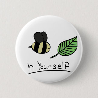 Badge Rond 5 Cm Abeille-feuille dans vous-même bouton (toute