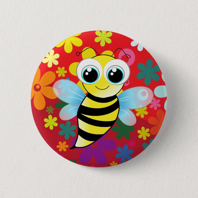Badge Rond 5 Cm Abeille heureuse (Devant)