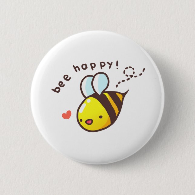 Badge Rond 5 Cm Abeille heureuse ! (Devant)