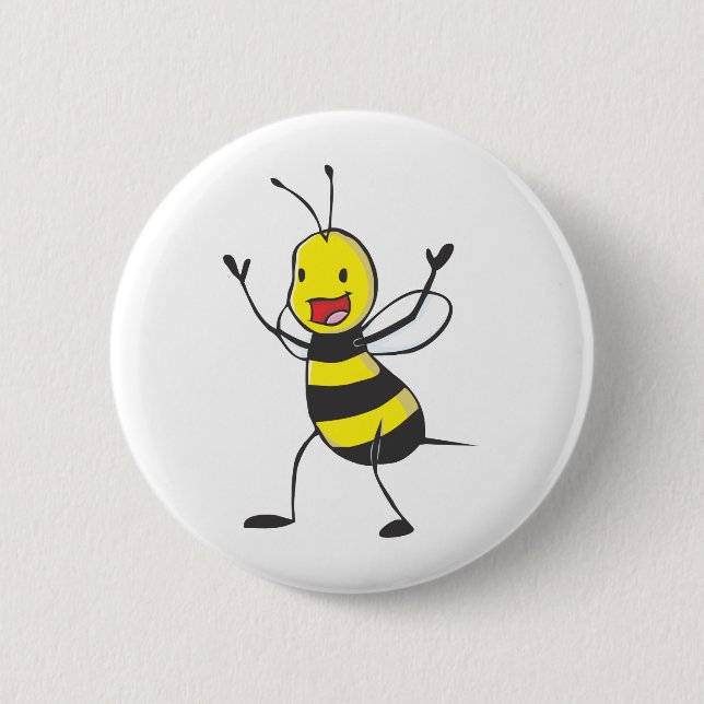 Badge Rond 5 Cm Abeille heureuse (Devant)