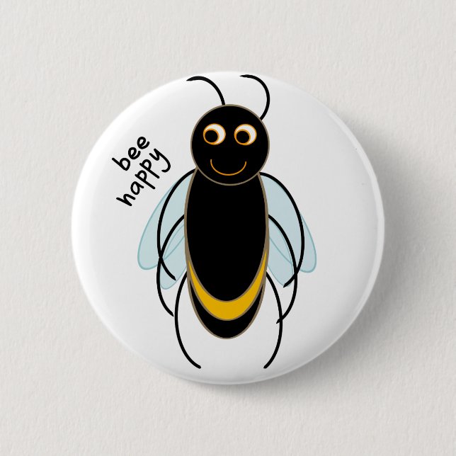 Badge Rond 5 Cm Abeille heureuse - Abeille souriante (Devant)