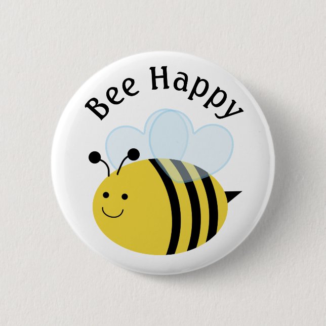 Badge Rond 5 Cm Abeille Heureuse Bourdon (Devant)