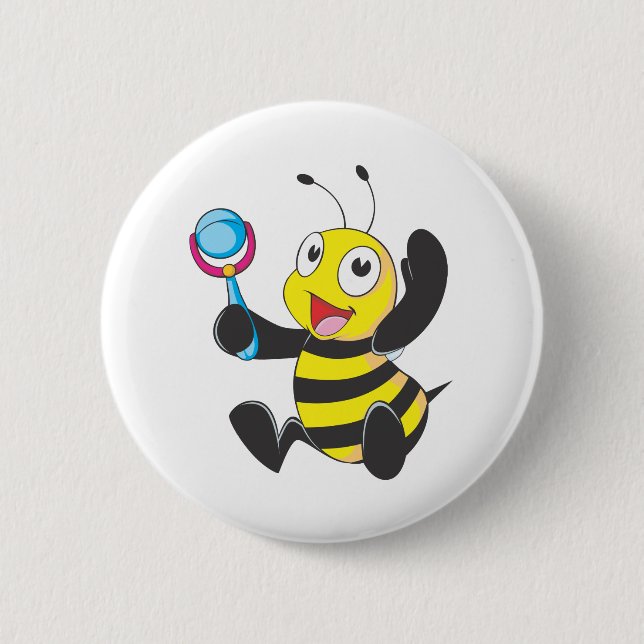 Badge Rond 5 Cm Abeille heureuse de bébé (Devant)