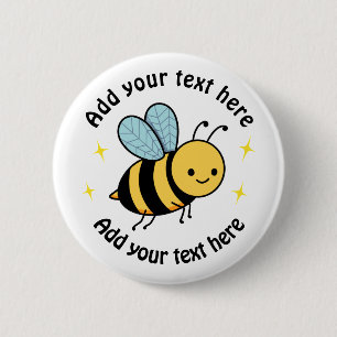 Badge Rond 5 Cm Abeille Heureuse Personnalisée