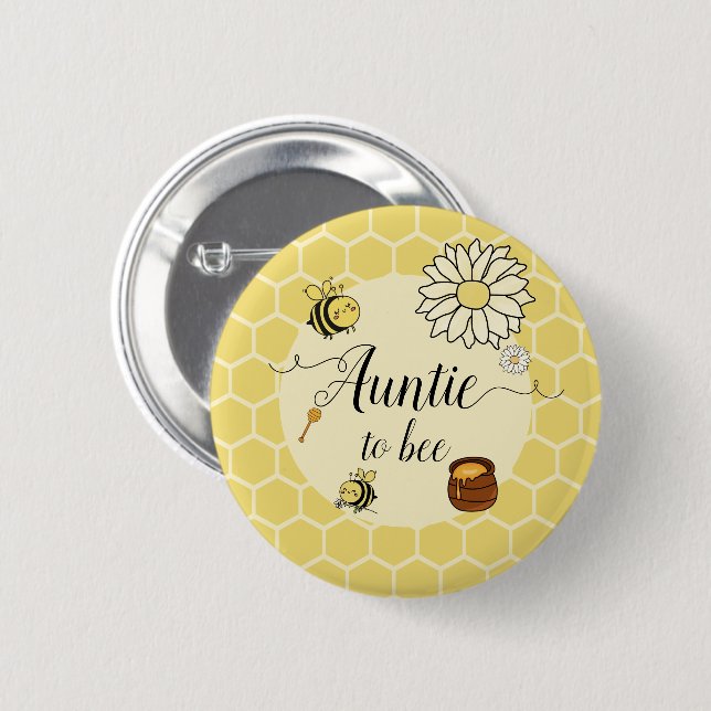 Badge Rond 5 Cm Abeille mignonne avec petit bouton de miel sucré (Devant & derrière)