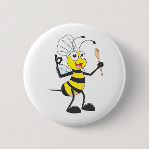 Badge Rond 5 Cm Abeille mignonne dans l'équipement de chef