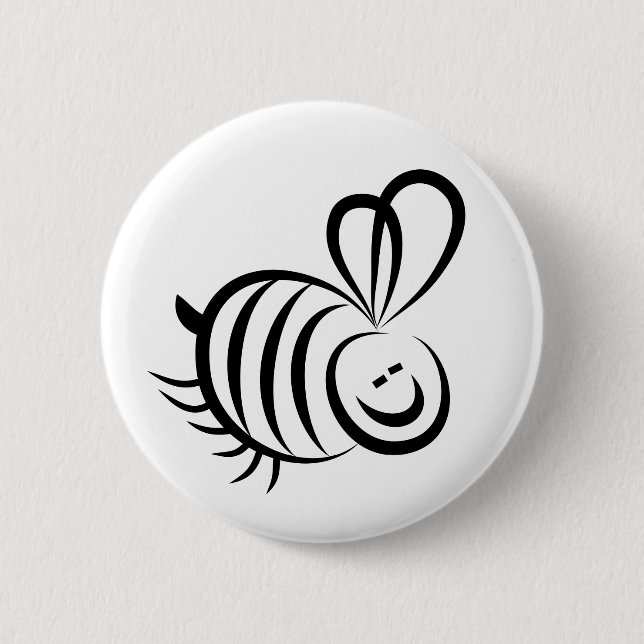 Badge Rond 5 Cm Abeille noire (Devant)