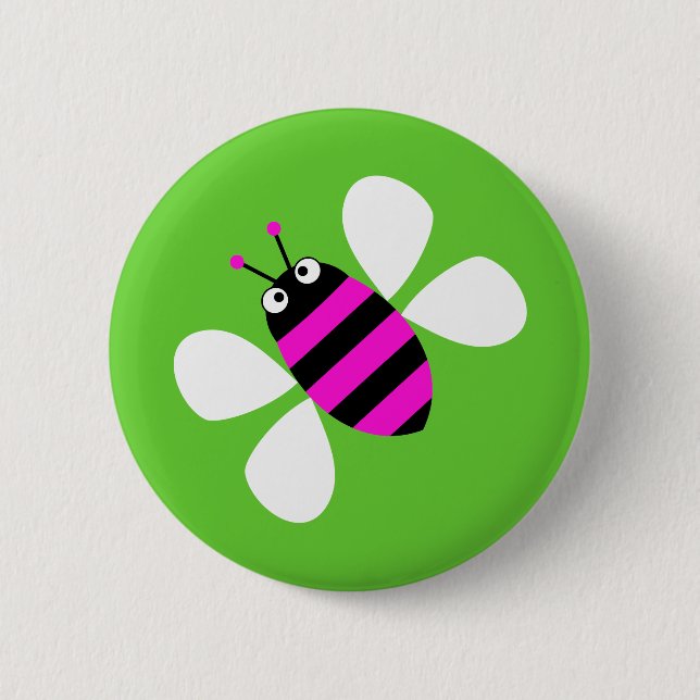 Badge Rond 5 Cm Abeille rose (Devant)