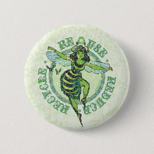 Badge Rond 5 Cm Abeille verte Earthday par des studios de Mudge