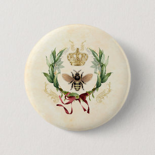Badge Rond 5 Cm Abeille Vintage botanique moderne