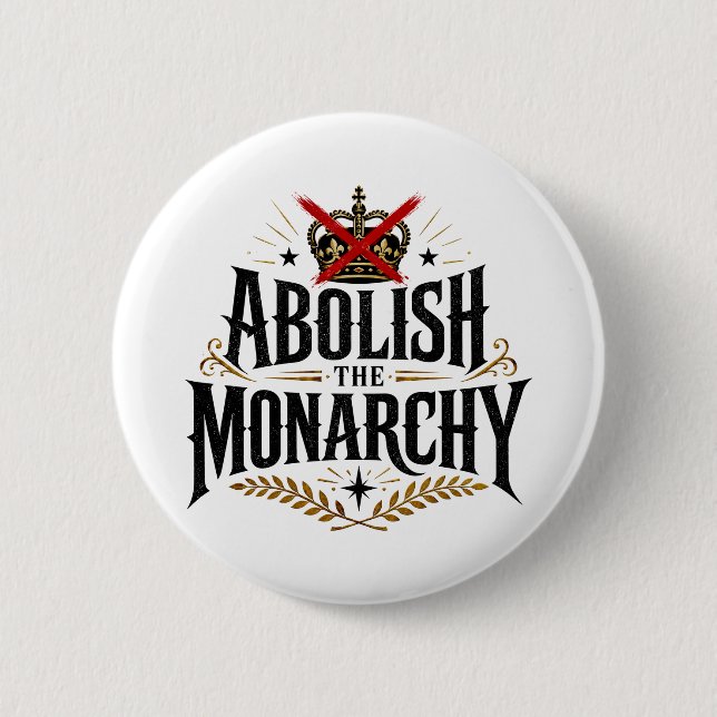Badge Rond 5 Cm Abolir la monarchie, pas de couronne (Devant)