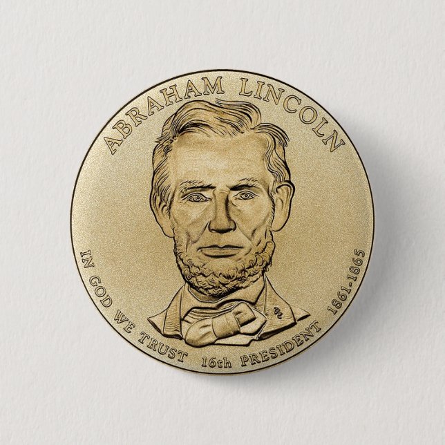 Badge Rond 5 Cm Abraham Lincoln 1 $ Bouton de la pièce présidentie (Devant)