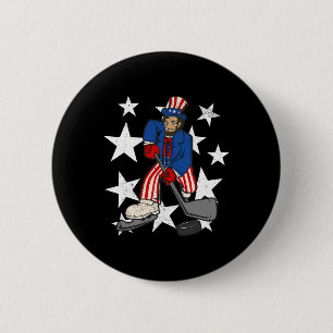Badge Rond 5 Cm Abraham Lincoln Jouer Hockey Amusants 4 juillet ad