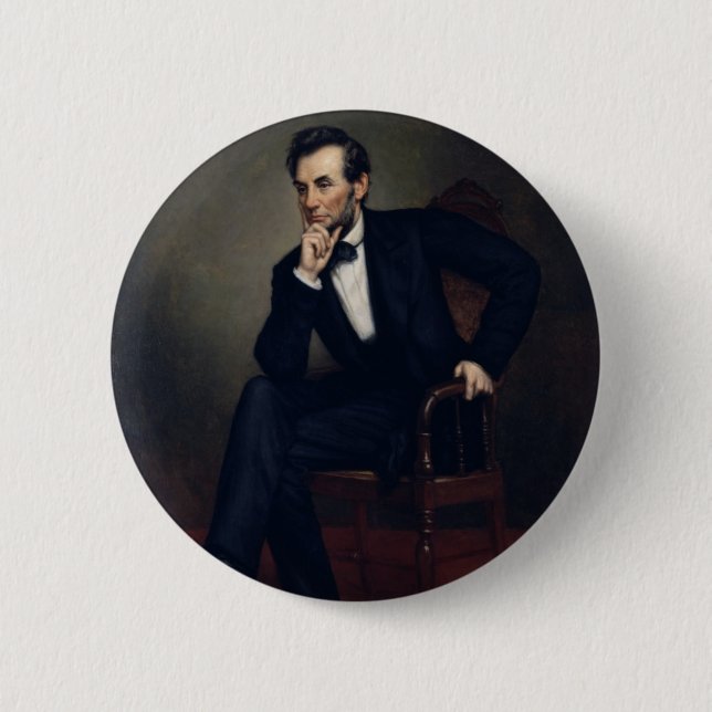 Badge Rond 5 Cm Abraham Lincoln Portrait par George Healy (Devant)