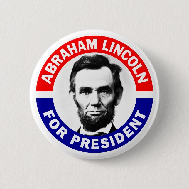 Badge Rond 5 Cm Abraham Lincoln Président (Devant)
