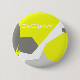 Badge Rond 5 Cm Abstract Art Energy Yellow Grey