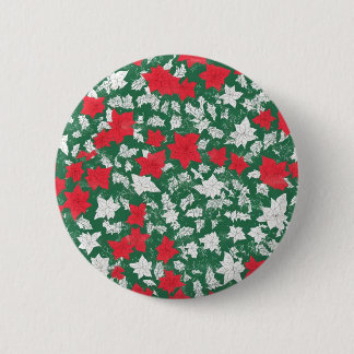 Badge Rond 5 Cm Abstract design of poinsettia and Christmas roses