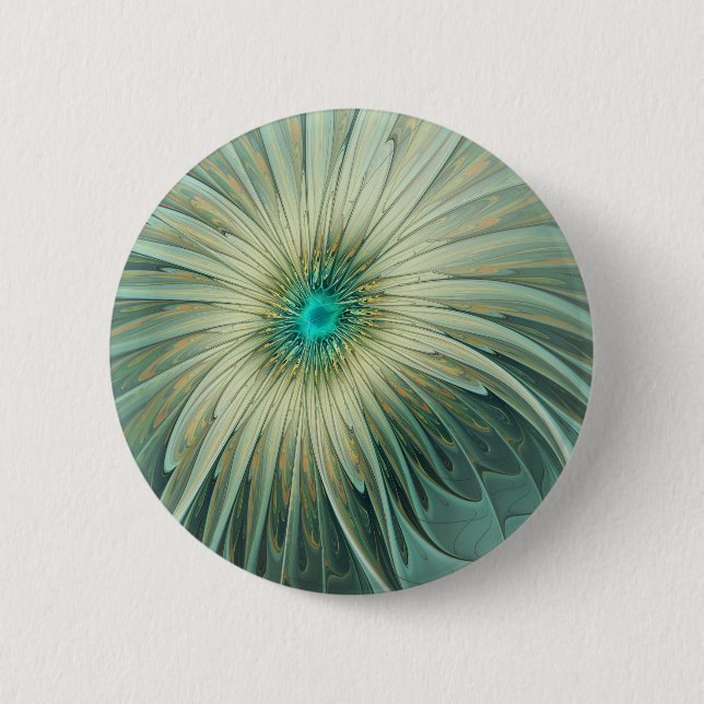Badge Rond 5 Cm Abstract Sage Green Fantasy Flower Fractal Art (Devant)