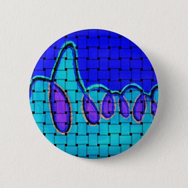Badge Rond 5 Cm Abstrait bleu français avec texture tissée (Devant)