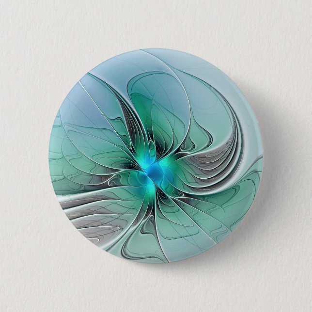 Badge Rond 5 Cm Abstrait De Bleu, Art Fractal Moderne (Devant)