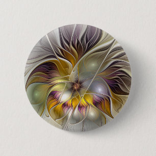 Badge Rond 5 Cm Abstrait Imaginaire coloré Fleur moderne Fractal
