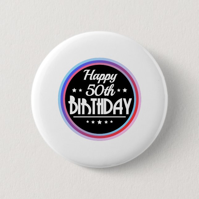 Badge Rond 5 Cm Abstrait moderne Joyeux 50e anniversaire (Devant)
