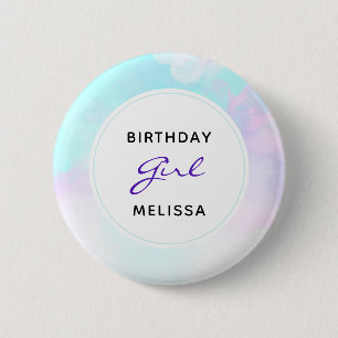 Badge Rond 5 Cm Abstrait moderne Pastel Bleu & Violet Fille d'anni