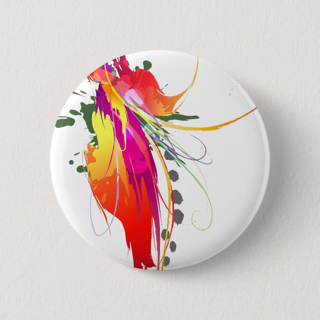 Badge Rond 5 Cm Abstrait Oiseau de Paradise Paint Splatters (Devant)