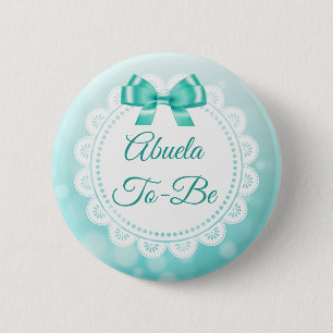 Badge Rond 5 Cm Abuela à être bouton turquoise de dentelle de baby