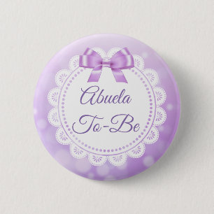 Badge Rond 5 Cm Abuela Pour Être Baby shower Purple Lace Bouton
