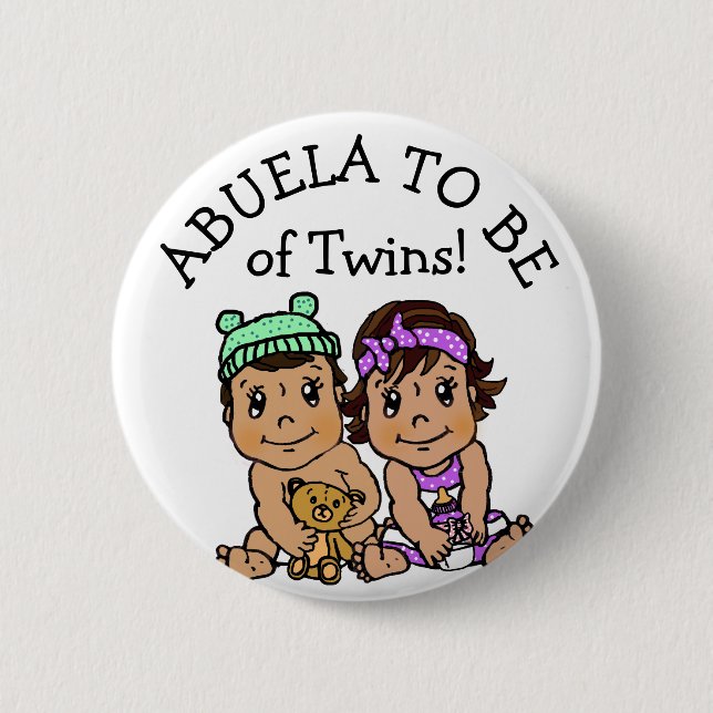 Badge Rond 5 Cm Abuela sera de Twins, Baby shower hispanique (Devant)