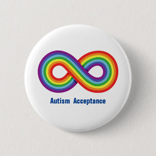 Badge Rond 5 Cm Acceptation de l'autisme Infini arc-en-ciel