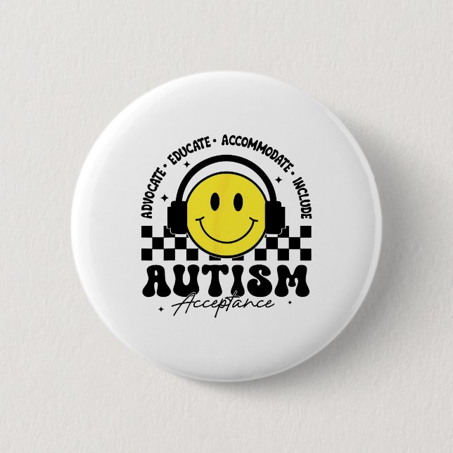 Badge Rond 5 Cm Acceptation des sensibilisations sur l'autisme Ens (Devant)