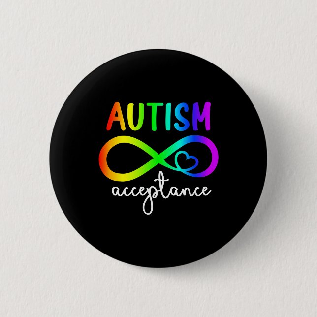Badge Rond 5 Cm Acceptation Infinité Sensibilisation sur l'autisme (Devant)