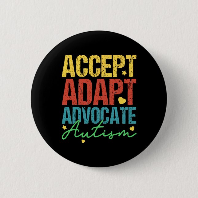 Badge Rond 5 Cm Accepter Adapt Advocate Sensibilisation sur l'auti (Devant)