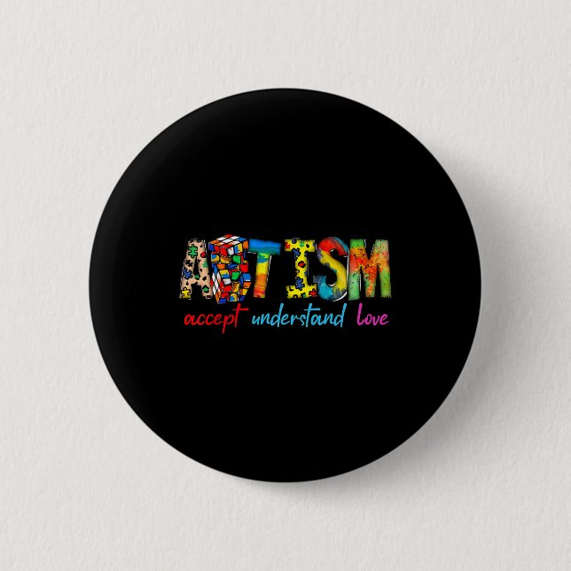 Badge Rond 5 Cm Accepter Comprendre Aimer Sensibilisation au souti (Devant)
