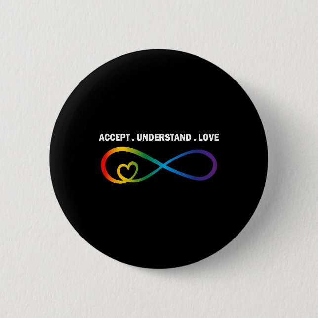 Badge Rond 5 Cm Accepter Comprendre Amour Neurodiversité Infinité  (Devant)