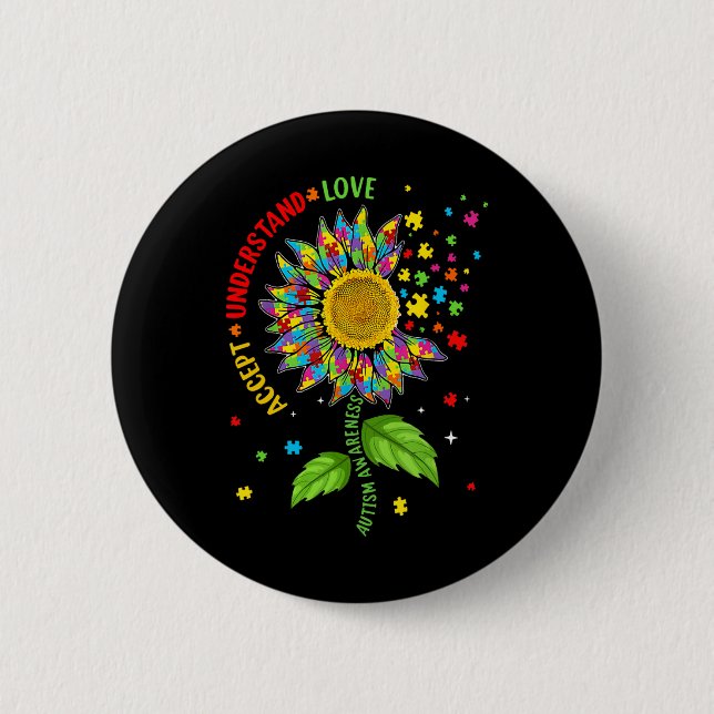 Badge Rond 5 Cm Accepter Comprendre Amour Sensibilisation à l'auti (Devant)