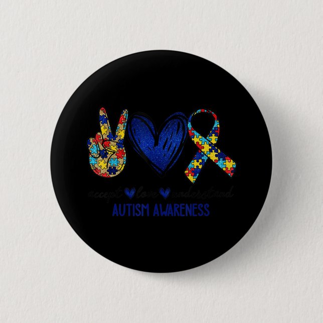 Badge Rond 5 Cm Accepter Comprendre Amour Sensibilisation sur l'au (Devant)