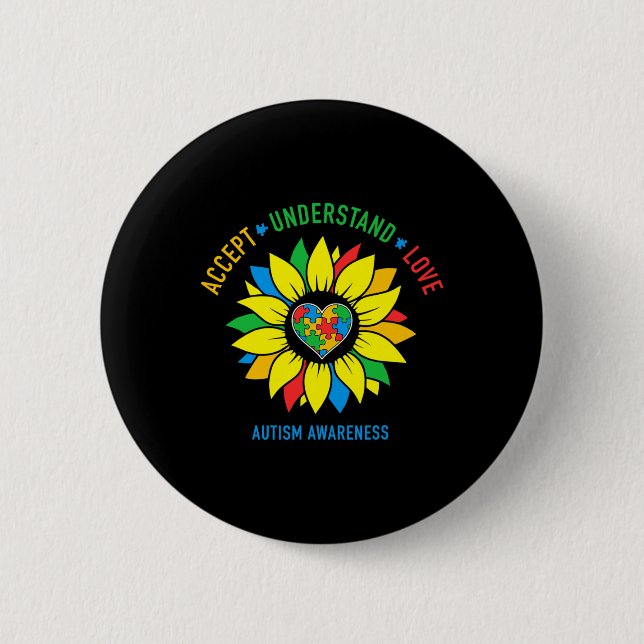 Badge Rond 5 Cm Accepter Comprendre la Sensibilisation sur l'autis (Devant)
