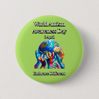 Badge Rond 5 Cm Acceptez Différent. Journée mondiale de la Sensibi