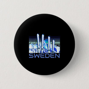 Badge Rond 5 Cm Accessoires de ski suédois rétro de la Suède