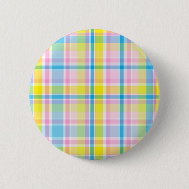 Badge Rond 5 Cm Accessoires motifs écossais rose jaune (Devant)