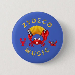 Badge Rond 5 Cm Accordéon Musique Zydeco Crabes Danseurs