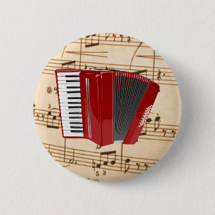 Badge Rond 5 Cm Accordion: Red Accordion 